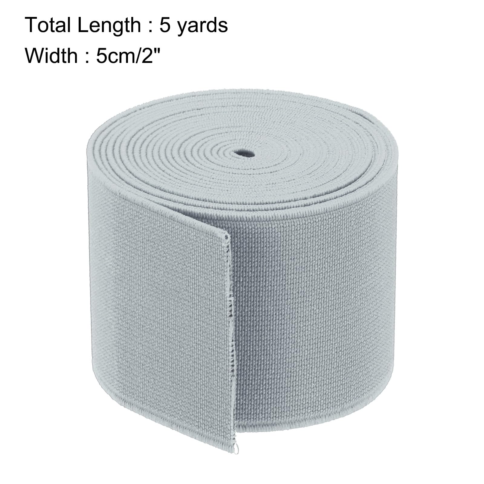 QUARKZMAN Fasce Elastiche per Cucito Double Side 5cm(2") 5 Iarde/15 Piedi Grigio Chiaro Fascia Elastica in Maglia ad Alta Elasticità per Parrucche Cinture Pantaloni