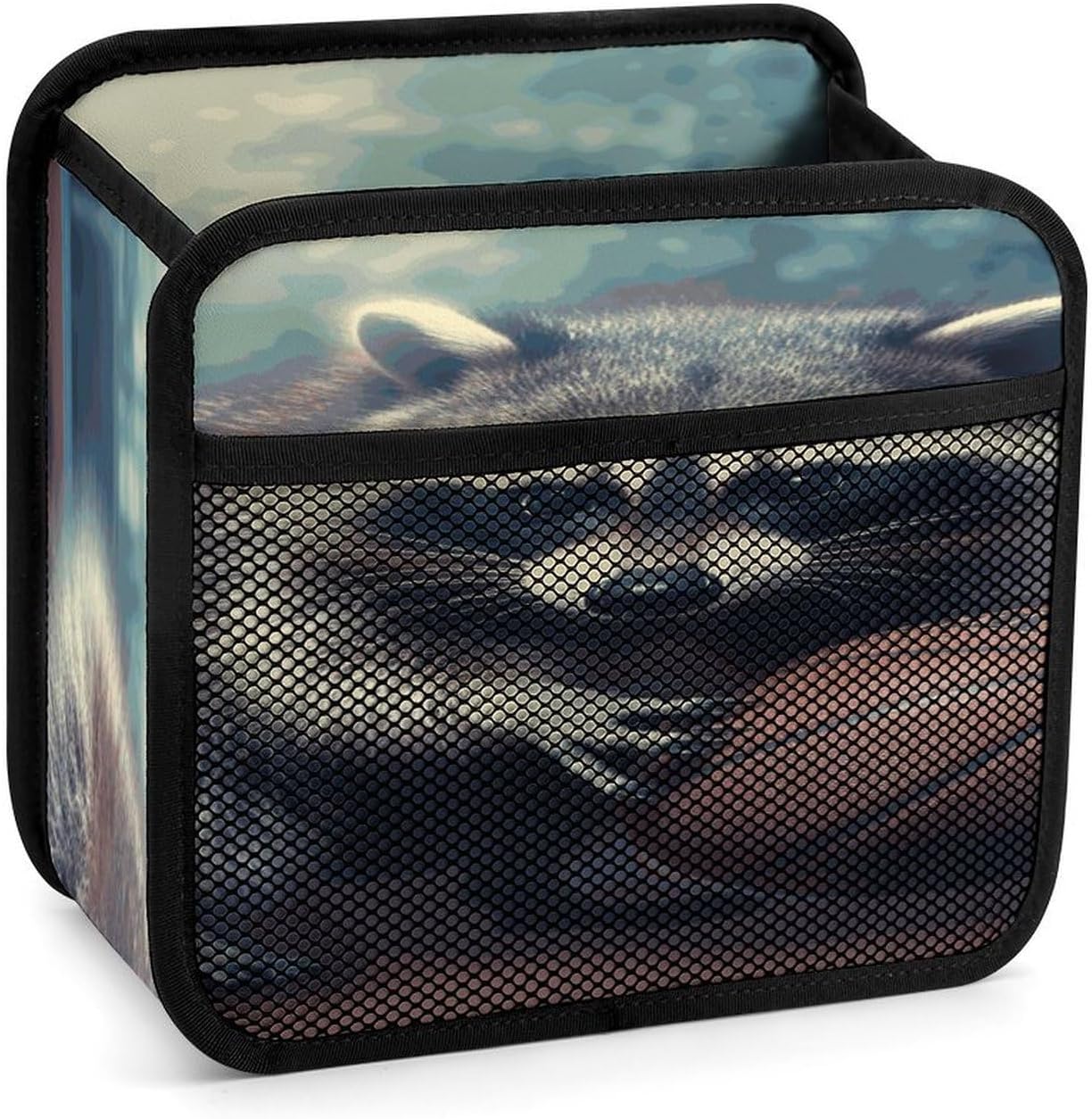 PU Car Seat Back OrganizerFunny Raccoon Basketballprinted Hanging Backseat Small Storage Bag