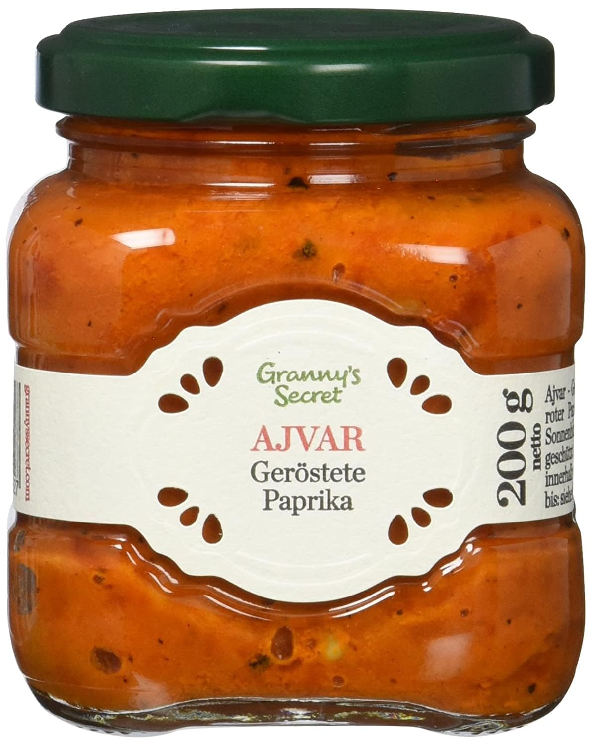 Granny's Secret Ajvar, pimientos asados, pimientos asados ​​con chile, pimientos asados ​​con tomates y chiles, paquete de 3 (3x200g)