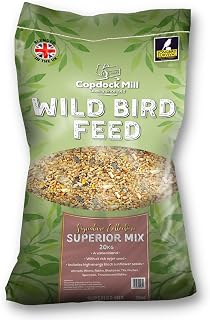 Copdock Mill Wild Bird Seed Superior Mix 20kg - All Year-Round Bird Seeds for Small Garden Birds - 100% Natural Nutritional Feed with Black Sunflower and Nyjer Seeds