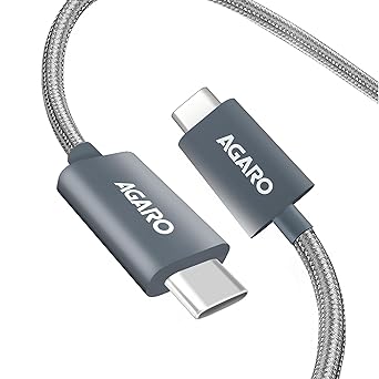 AGARO Type C to Type C Cable, 60W, 4A, Supports PD, Nylon Braided Fast Charging Cable Compatible With Type C Devices Including Android Phone, iPhone, Laptop & MacBook, 1.5M, 480 Mbps Data Transmission