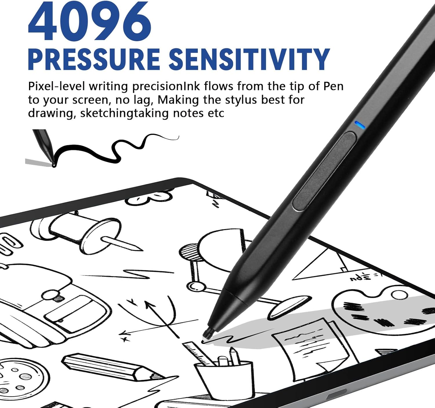 Surface Pro 11 Pen with 4096 Pressure Sensitivity,S1 Slim Pen for Microsoft Surface Pro 11/9/8/7 with Palm Rejection,Magnetic and Eraser,Work for Surface Pro/Go/Book/Studio/Laptop