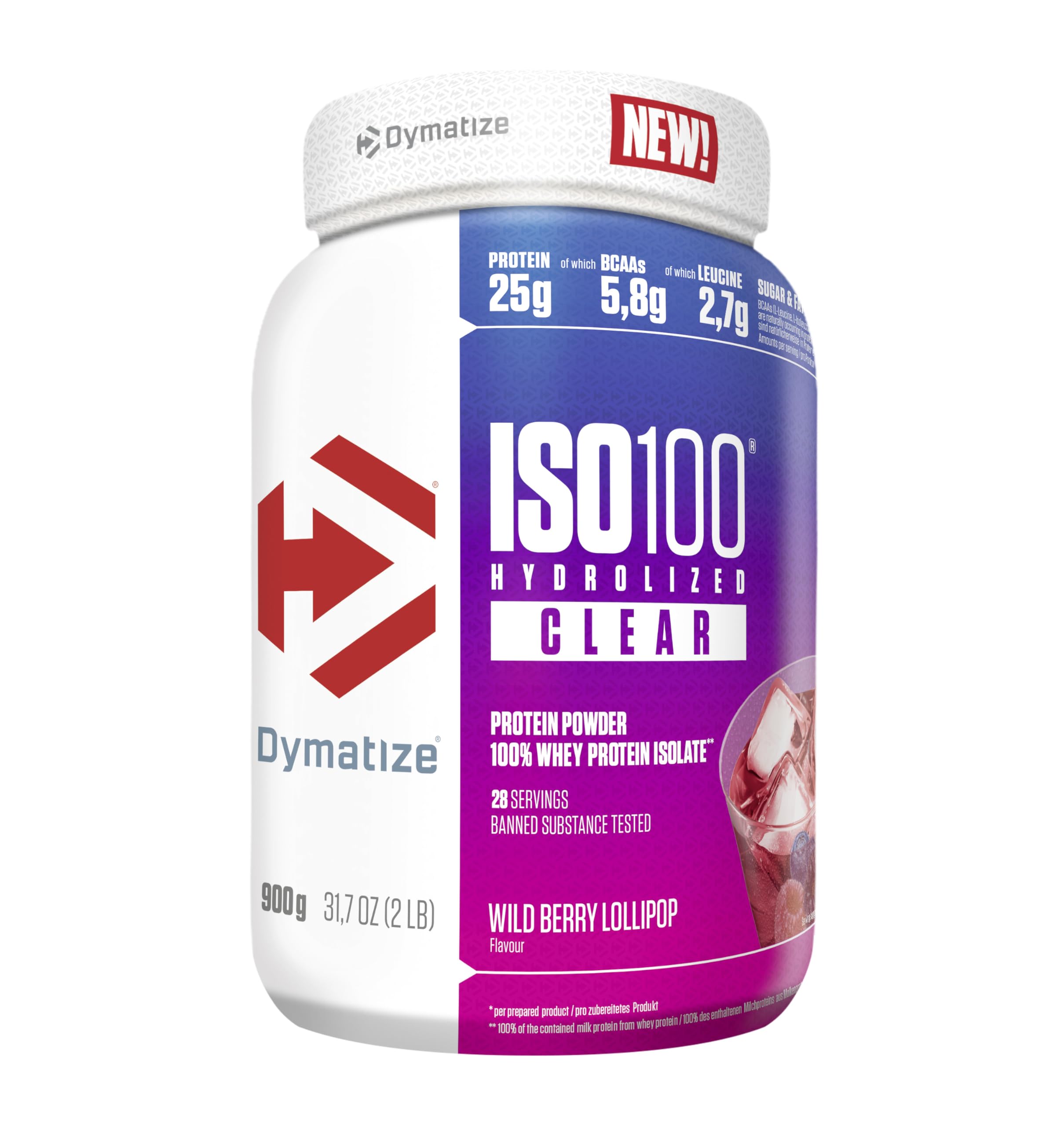 Dymatize ISO 100 Hydrolized Clear Wild Berry Lollipop 900g Whey Protein Powder