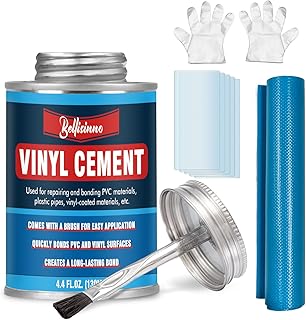 Vinyl Cement, Vinyl Glue for Inflatables, Waterproof Vinyl Adhesive, High Strength PVC Cement, Vinyl Repair Glue for a Variety of Pool Liners, Tarps, Hot Tubs, Air Mattresses (4.4 oz.)