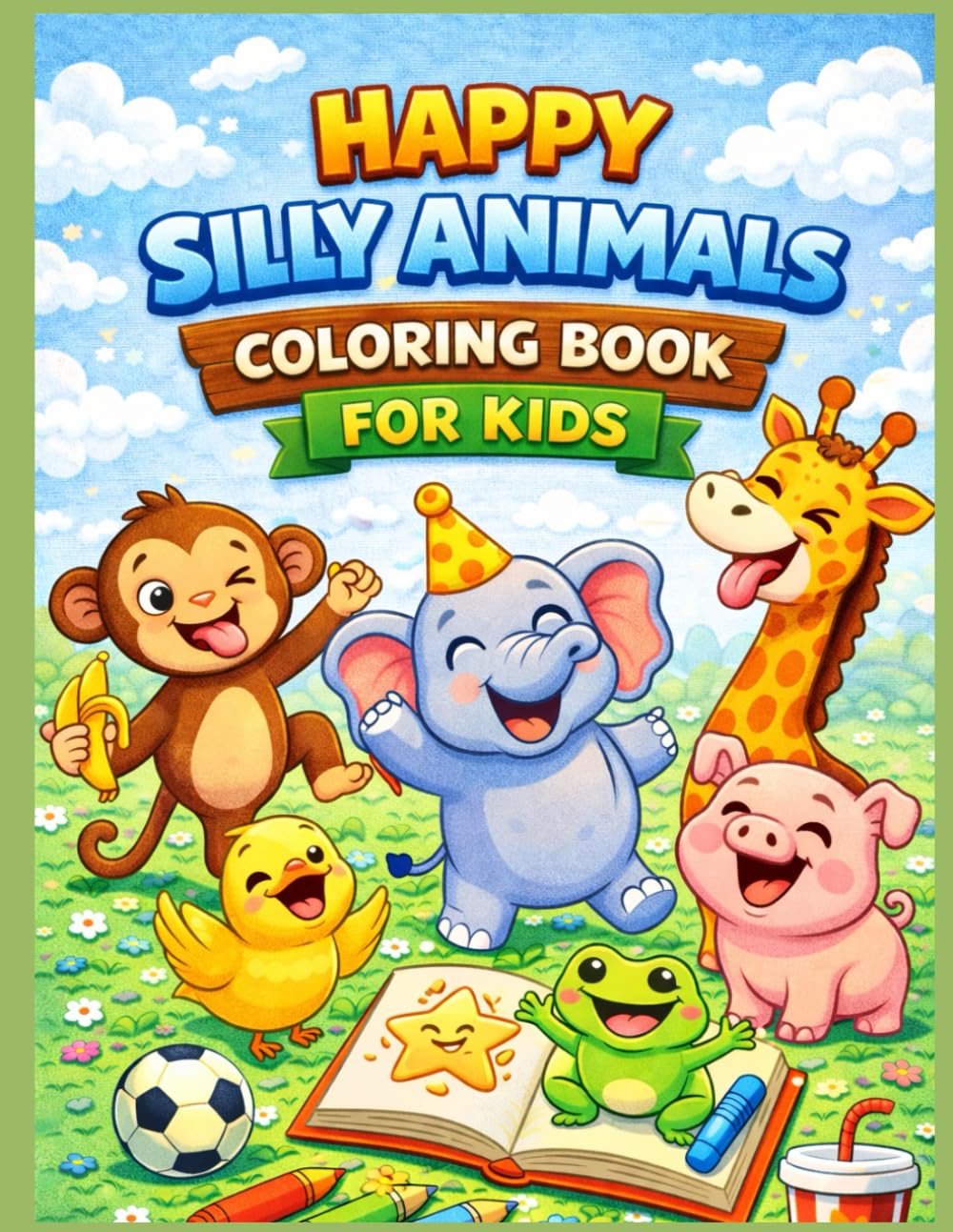 Happy Silly Animals Coloring Book for Kids: Funny and Cute Animal Illustrations for Toddlers and Preschoolers to Color, Laugh, and Learn