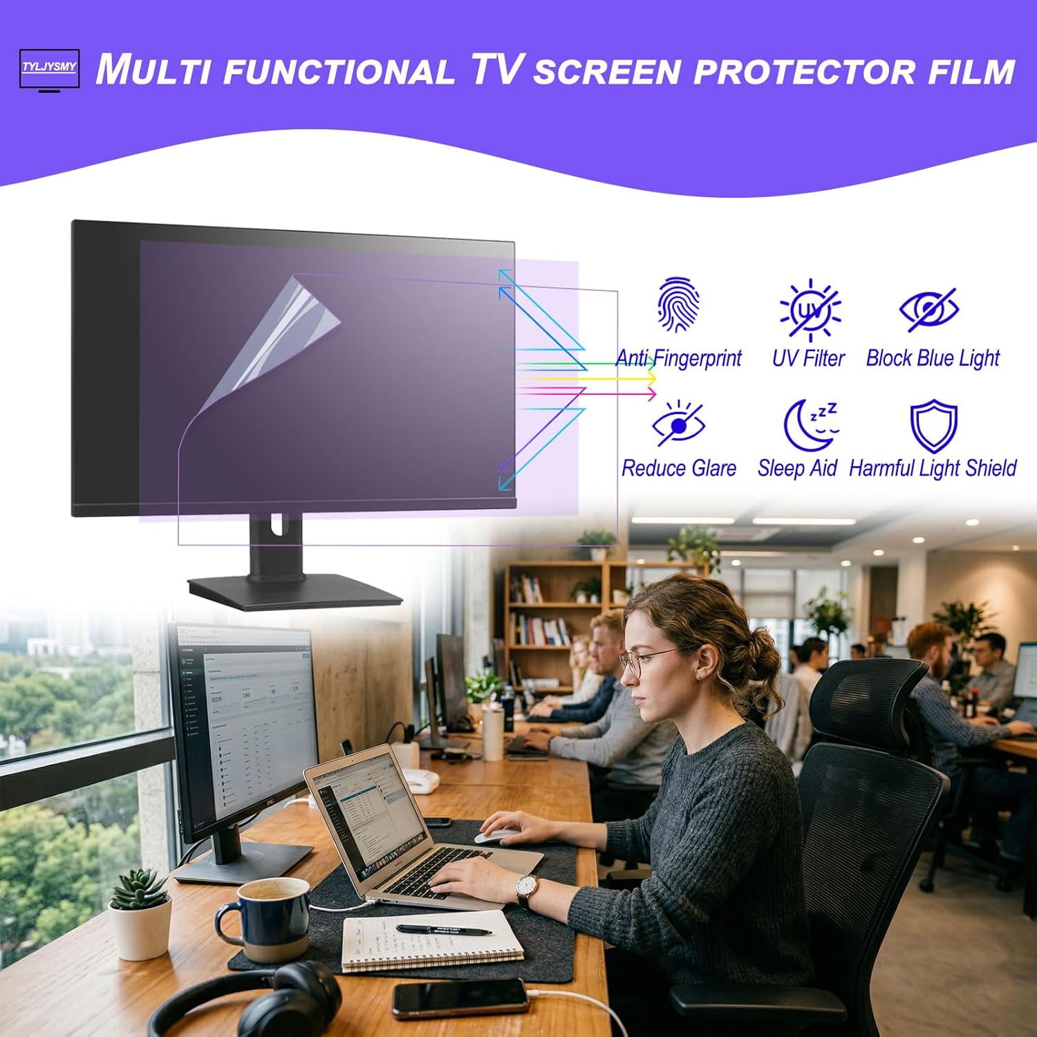 [2 Pack] 23 inch Computer Blue Light Blocking Screen Protector for 16:9 Widescreen Desktop, Anti-Reflective Matte Shield & Blue Light Blocker, Relieve Eye Strain, Eye Protection PC Screen Film