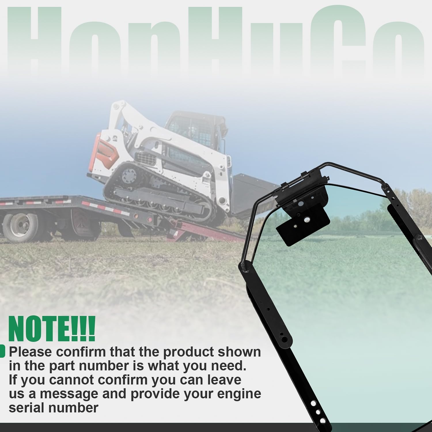 7120401 Front Door Frame Glass Assembly Compatible with Bobcat A770 AWD S Models S590 S650 S770 S570 for Compact Track Loaders T595 T590 T650 T740 T450 Glass 7120402 7109662 7281063 7193725