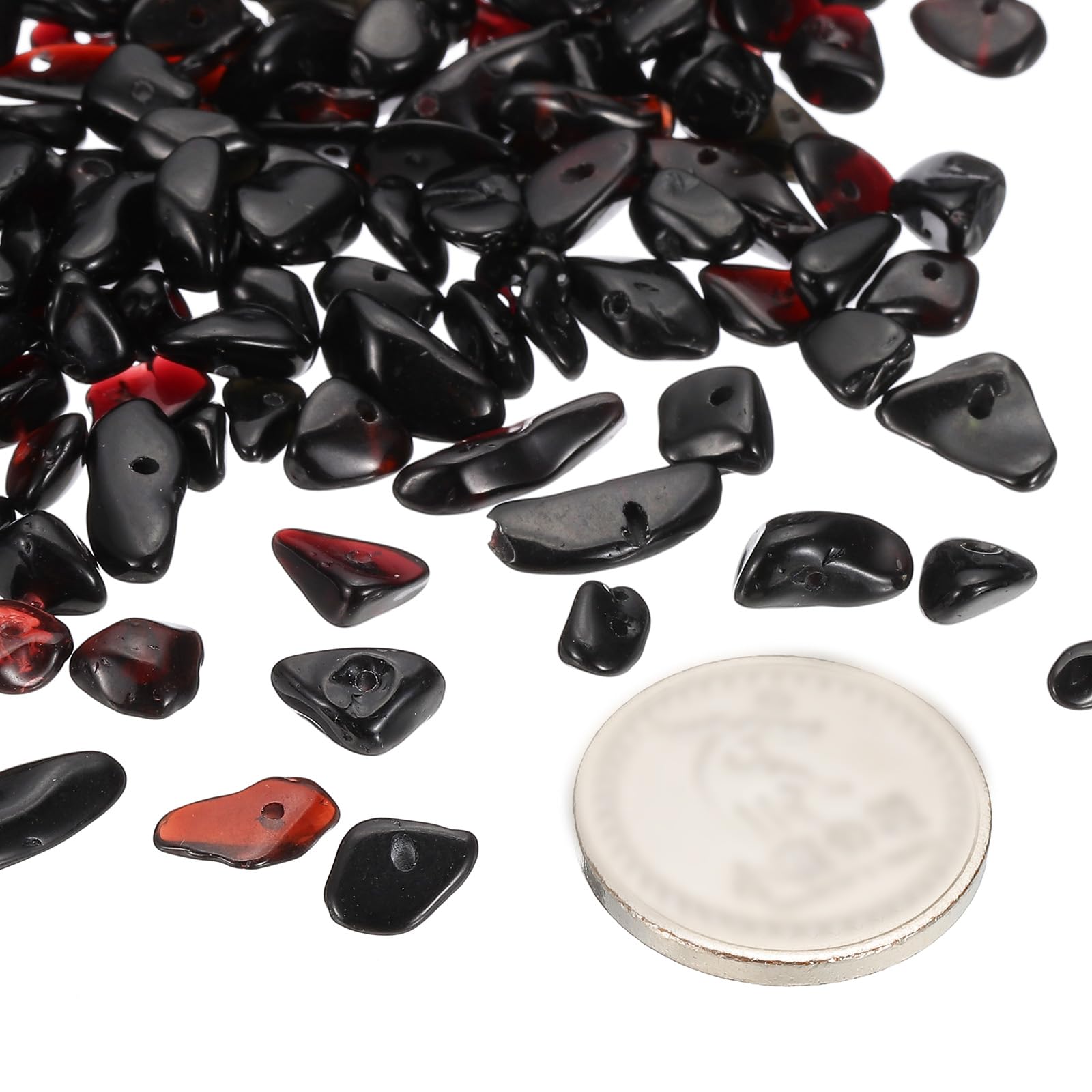 PATIKIL Chip Stone Natural Rock Beads Loose Gemstone Beads Drilled Strand for Jewelry Craft Making 400pcs, Black - Image 3