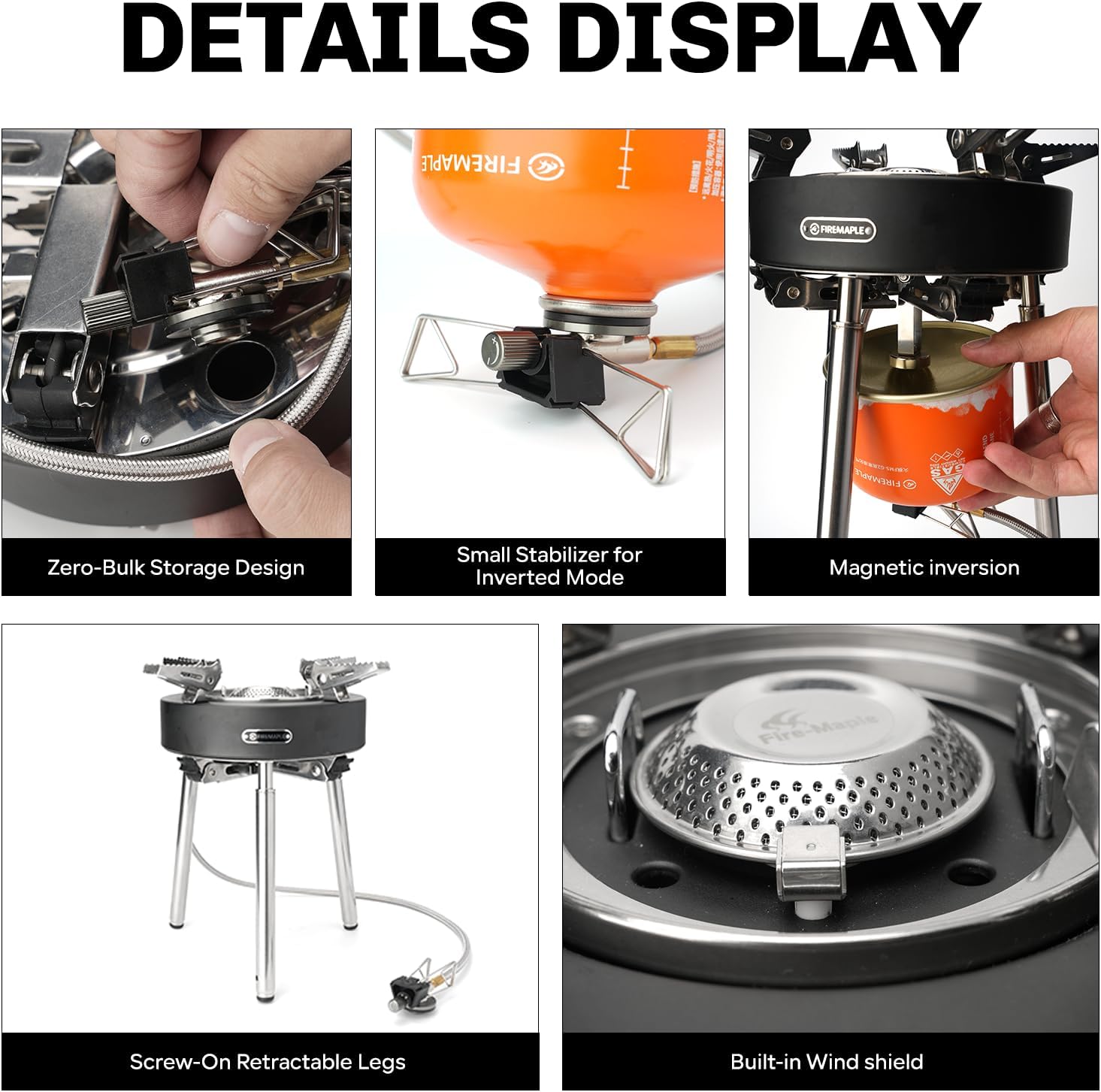 Fire-Maple Saturn X Camping Stove - High-Power Outdoor Cooking Stove with Dual Preheating Tubes, Wind-Resistant, Adjustable Height and Foldable Supports for Camping