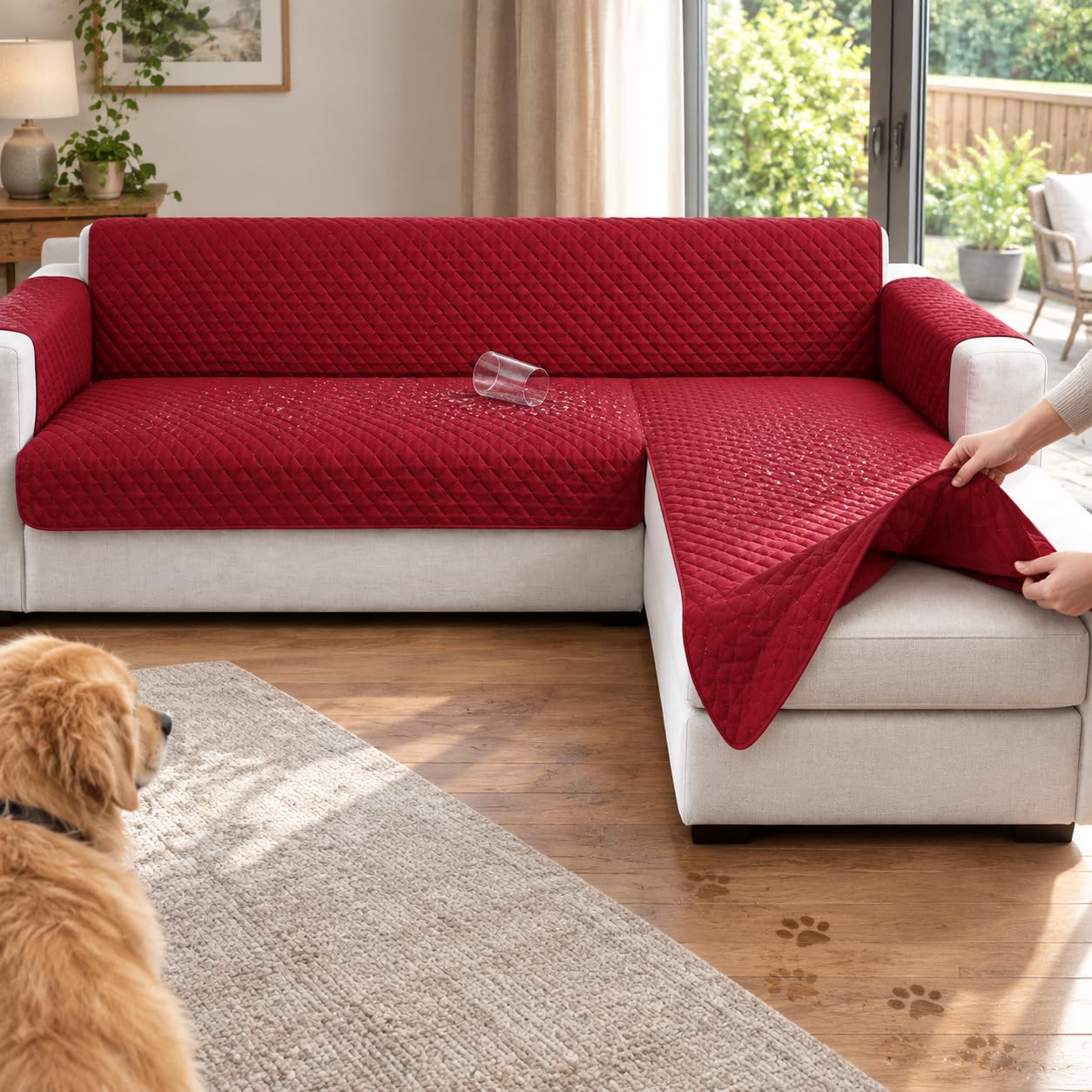 Sofa für Sofas, wassdicht, Weinrot, 116×190cm