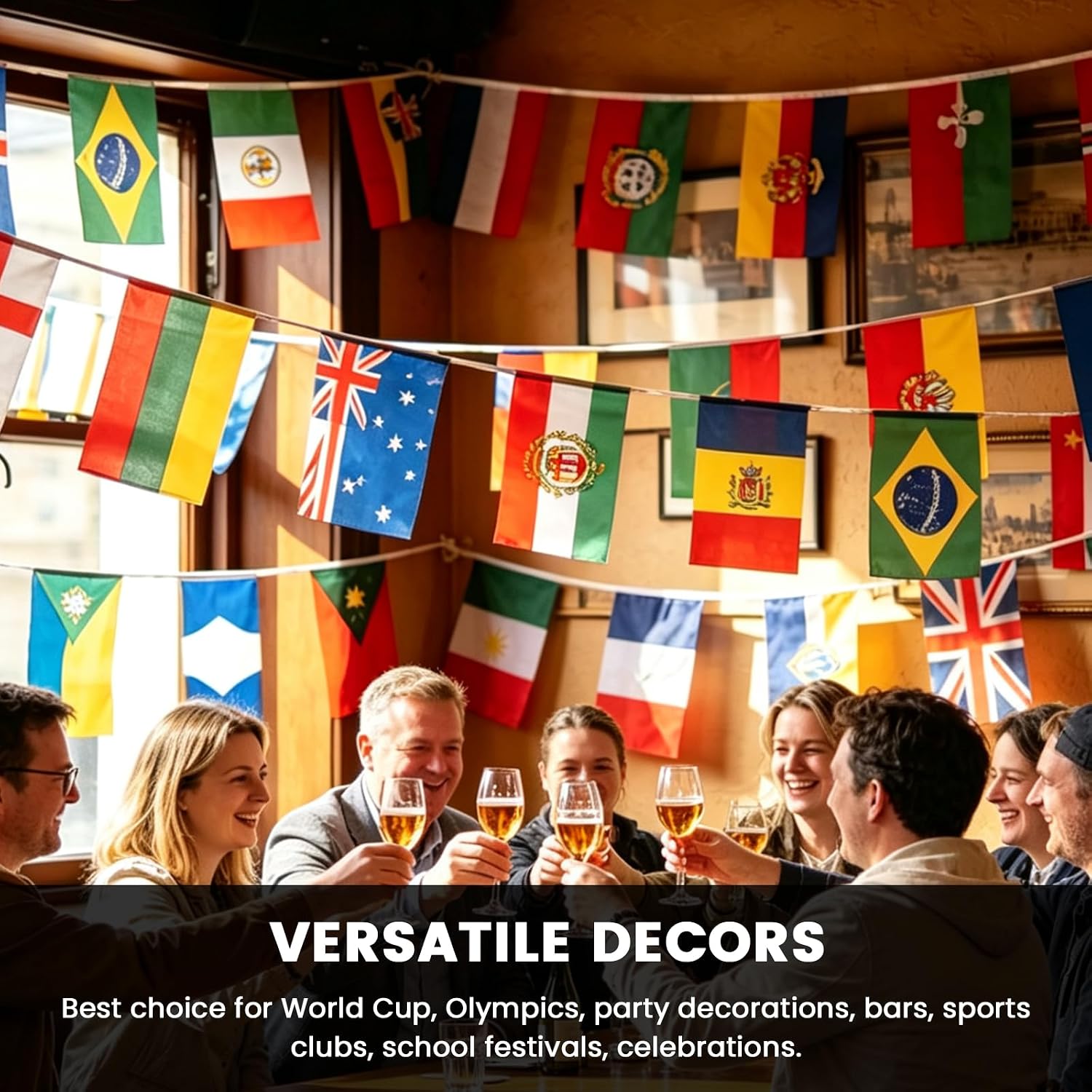 185Ft 200 Countries International String Flags-8"x5.5" International World Flags Bunting Banners for World Cup, Party Decorations, Bars, Sports Clubs, School Festivals, Celebrations(200)