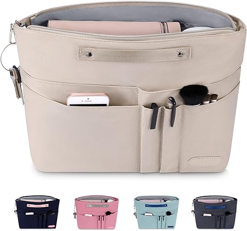 HyFanStr Organizador de bolso para bolsos, organizador de bolsa de mano, bolsa con cremallera para mujer, organizador de bolso interior con 15