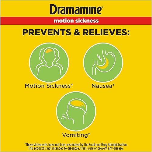 Miniatura 10 de Dramamine Motion Sickness Non-Drowsy - Suplemento dietético previene y alivia las nauseas y los vómitos 18 cápsulas