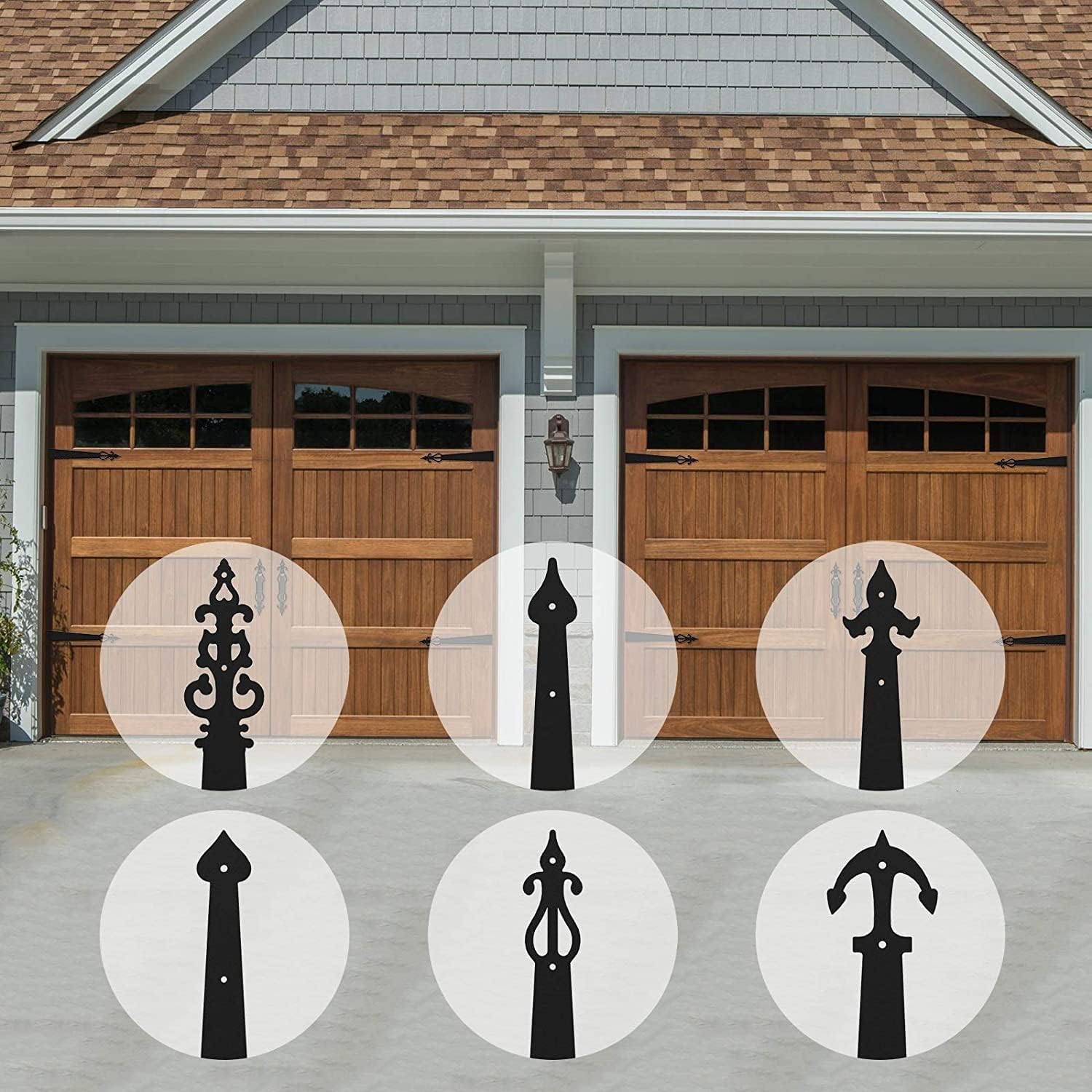 Metal Garage Door Hardware Decorative Carriage House Accents Dummy Hinges Screw Mounted 12 PCS Black (Style 02)