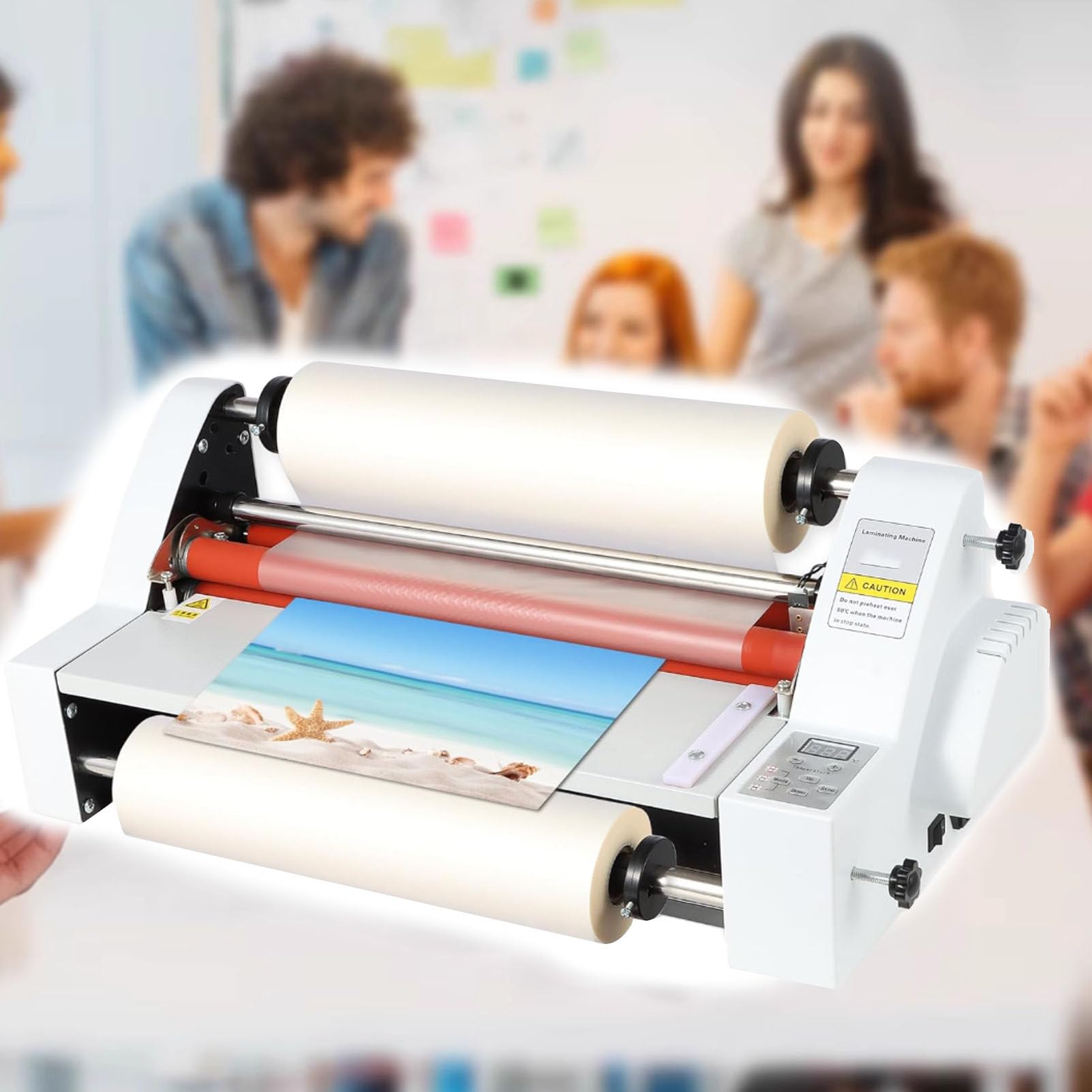 SENJINGHUA Hot Cold Roll Film Laminator Single and Double-Sided Laminating Machine, Industrial Commercial Photo Laminator for School Office Home Use Fast Warm up and No Bubbles 335mm