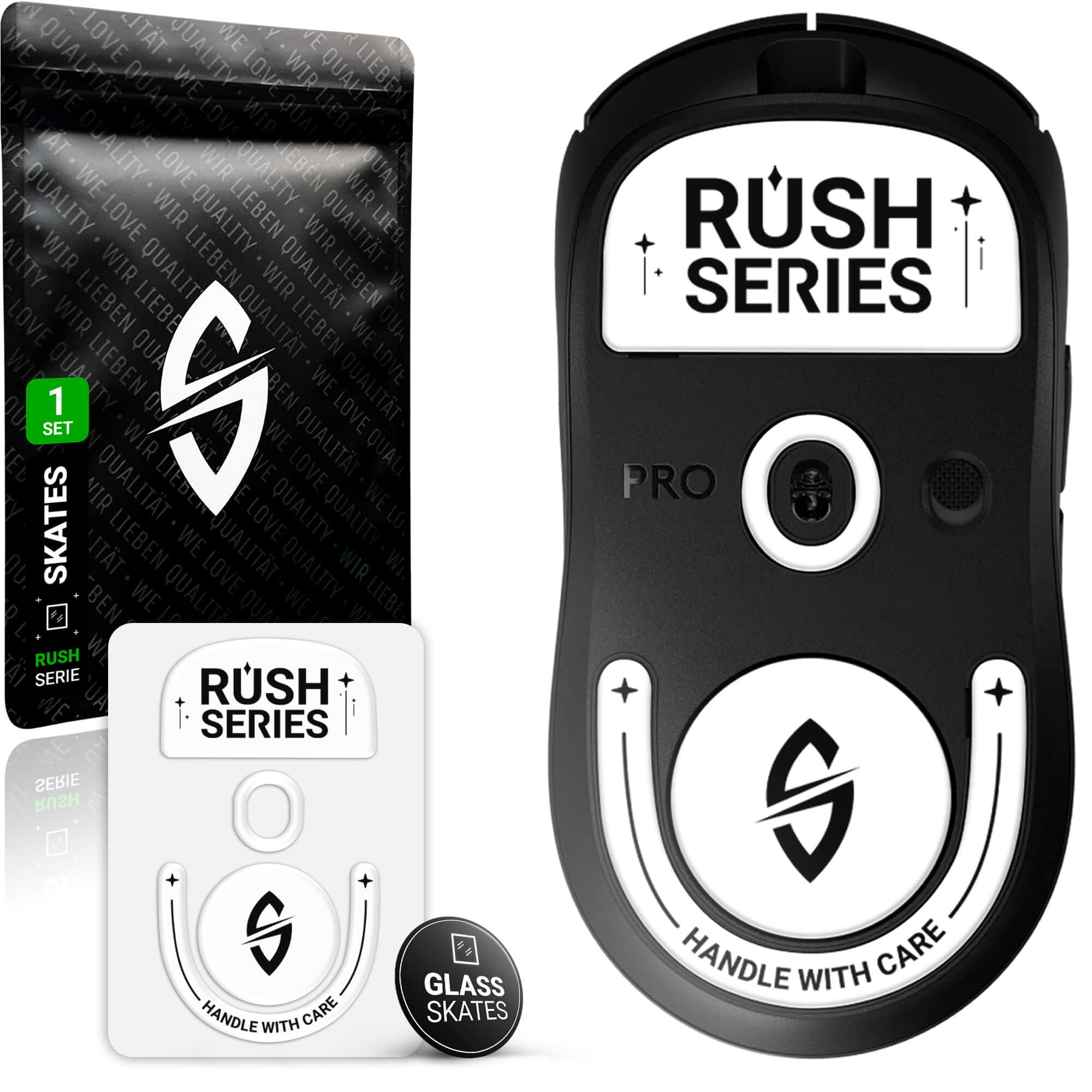 SensoryBoost Rush Glas Glides zestaw kompatybilny z Logitech G PRO X Superlight 2 – bardzo szybki i delikatny, polerowany, zaokrąglony, wytrzymały – zapasowe nóżki pod mysz, łyżworolki (nie do