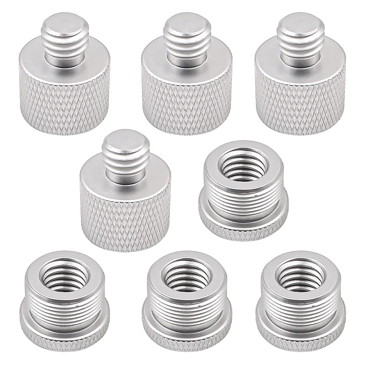 8-Pack Mic Stand Adapter Set - 5/8 To 3/8 & 1/4 Thread Converters For Microphones, Cameras & Boom Arms