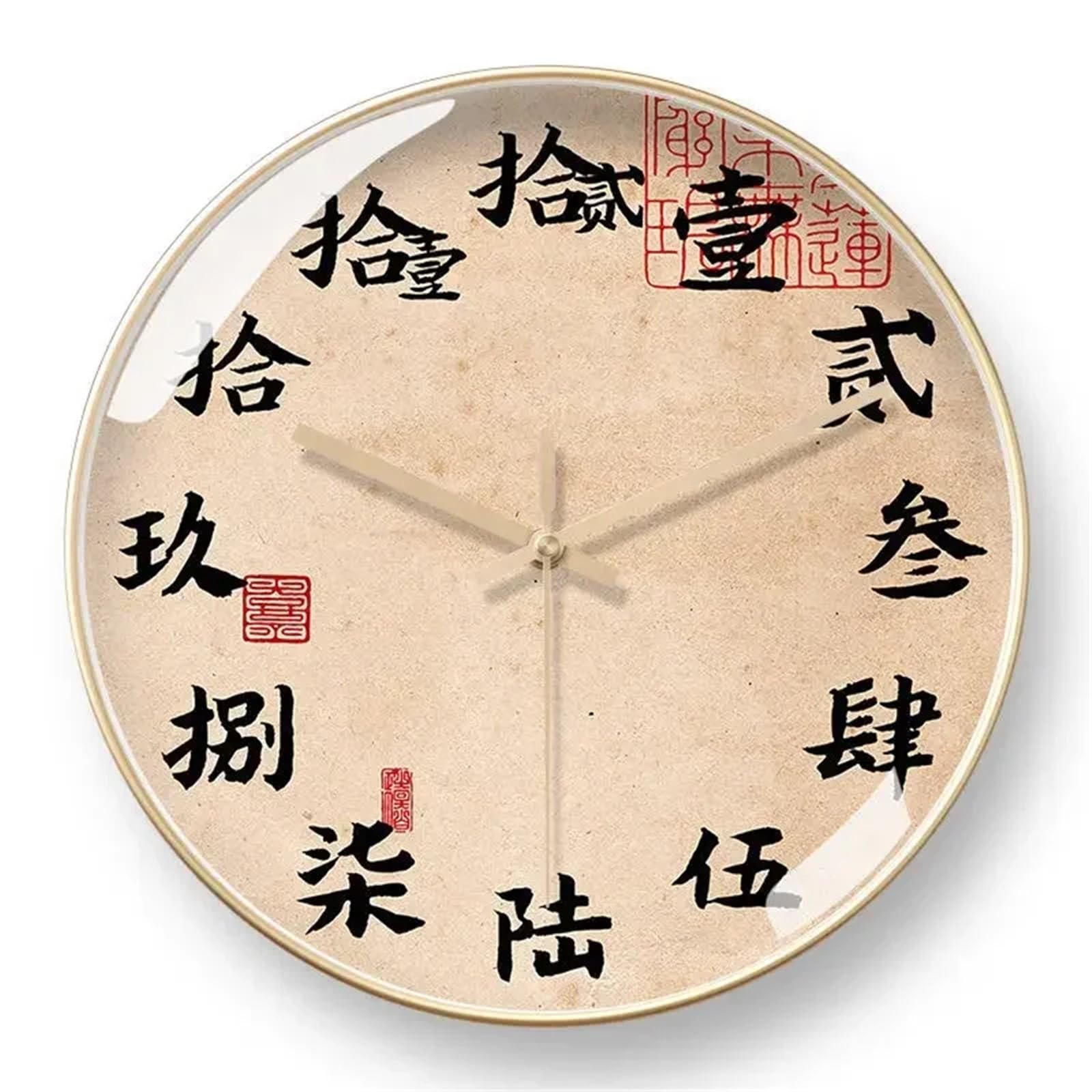 LUYSGBXR Wall Clock Personality Art Wall Clock Classical Retro Teahouse Study House Creative Decoration Household Decorative Mute(C-Gold frame,8 inch-(20cm))