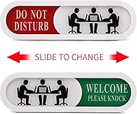 Vista 2 de Letrero de privacidad con texto en inglés «Do Not Disturb Welcome Please Knock», para oficina en casa, hoteles, sala de conferencias, letrero