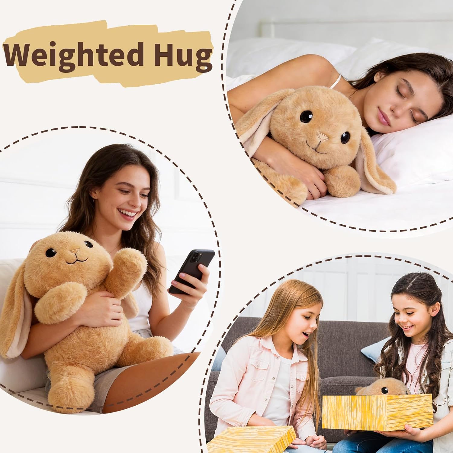 Weighted Stuffed Animals for Adults and Kids– 4.2 Lbs Bunny Weighted Stuffed Animal 21", Rabbit Plush Pillow, Birthday Christmas Holiday Easter Gifts for Women Adults & Kids