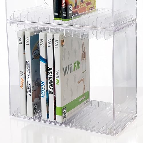 Miniatura 7 de STORi Stackable Clear Plastic DVD Organizer with Rubber Feet | Rectangular Holder Perfect for Theater Room | Holds up to 14 Standard DVD Cases |