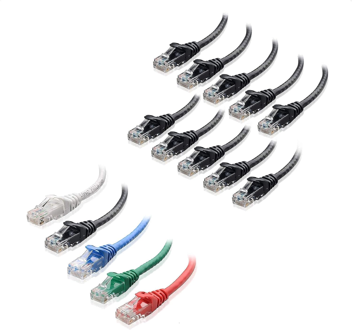 Cable Matters 10-Pack Snagless Short Cat6 Ethernet Cable (Cat6 Cable, Cat 6 Cable) in Black 5 ft & 5-Color Combo Snagless Short Cat6 Ethernet Cable