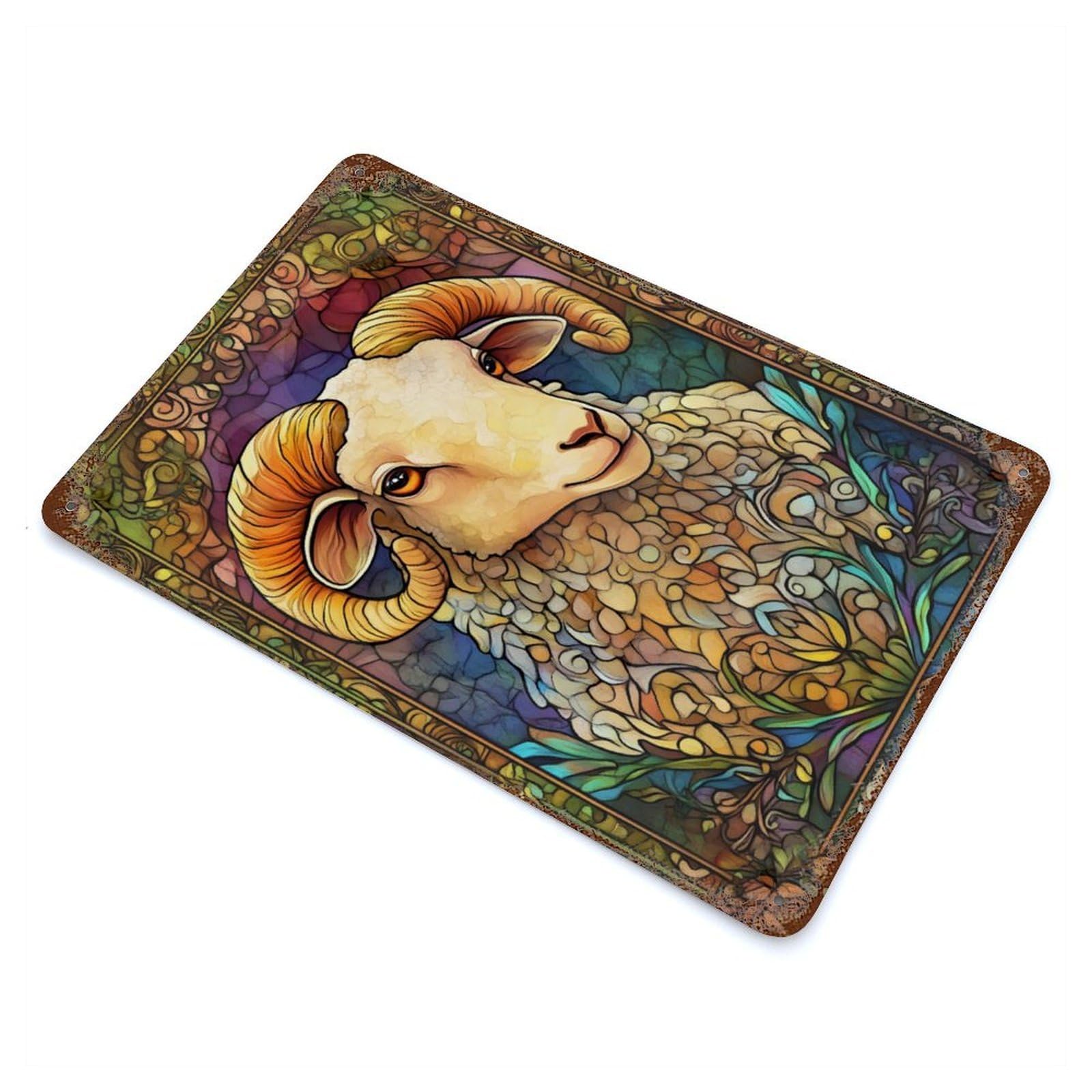 Sheep Rust Effect Tin Sign 11.8"x7.9", Ideal for Cafe, Home Bar And Lounge Decor