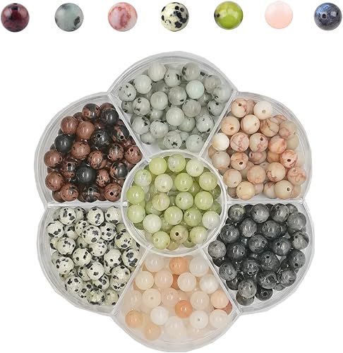 GorgGorho Cuentas redondas naturales de piedra auténtica, piedras preciosas sueltas para hacer pulseras, collares, aretes, joyas (0.236in-7 color A,