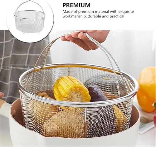 Miniatura 3 de Cabilock Cesta de acero inoxidable para freír profunda, cesta redonda de malla de alambre con asa, colador de cocina para papas fritas, servir