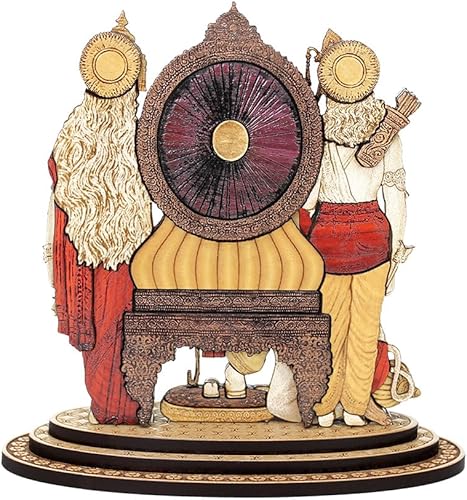 Miniatura 4 de Estatua tallada en madera Ram Darbar de 4 pulgadas en maderas duras exóticas - Ídolo de madera de la familia Ram Ji hecho a mano con Hanuman para