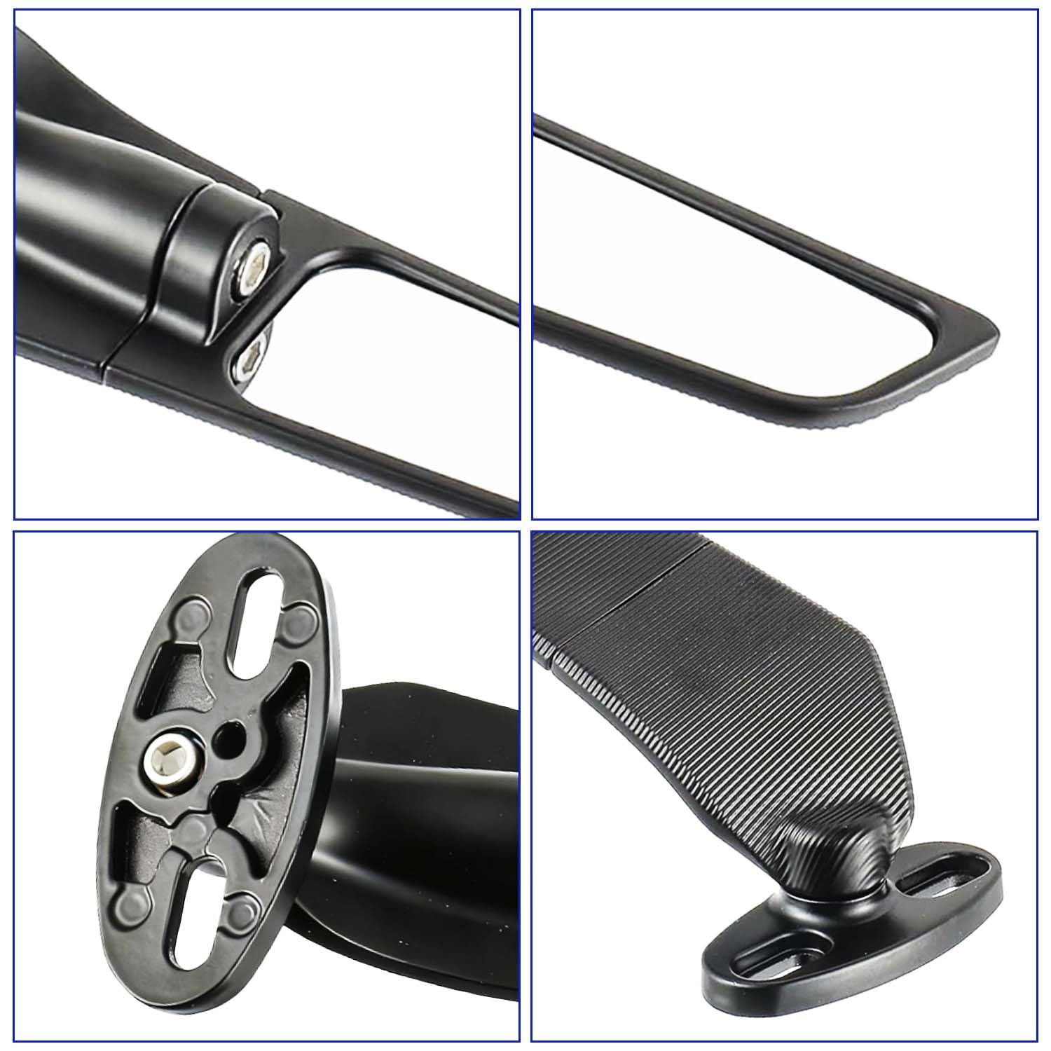 Rétroviseurs moto, 2 pièces,rétroviseurs d'extrémité de guidon pivotants à 360°, rétroviseurs pour cyclomoteurs et scooters, compatibles avec la plupart des motos (noir) | Rétroviseur latéral pour cyclomoteur, scooter, compatible avec la plupart des motos