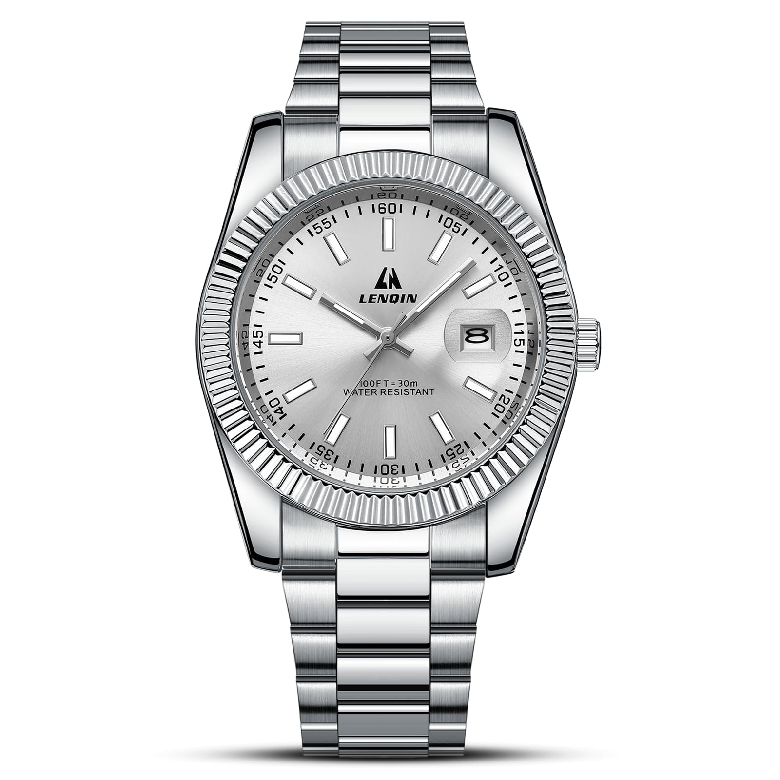 LN LENQIN Mens Watches Waterproof Stainless Steel Watch for Men Analog Quartz Fashion Business Designer Wristwatch