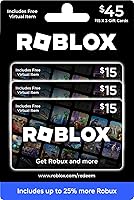 Vista 1 de Roblox Tarjetas de regalo físicas, paquete múltiple de 3 x $15 [Incluye artículo virtual gratis] [Canjear en todo el mundo]