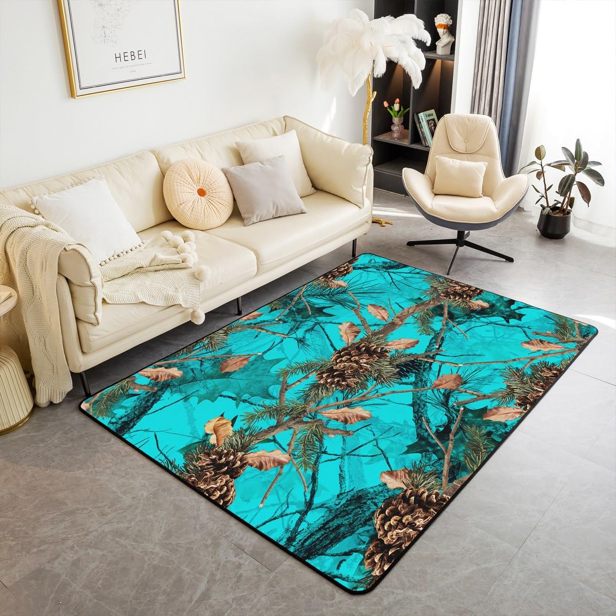 Tapis camouflage bleu pour chambre d'enfant antidérapant déco salon