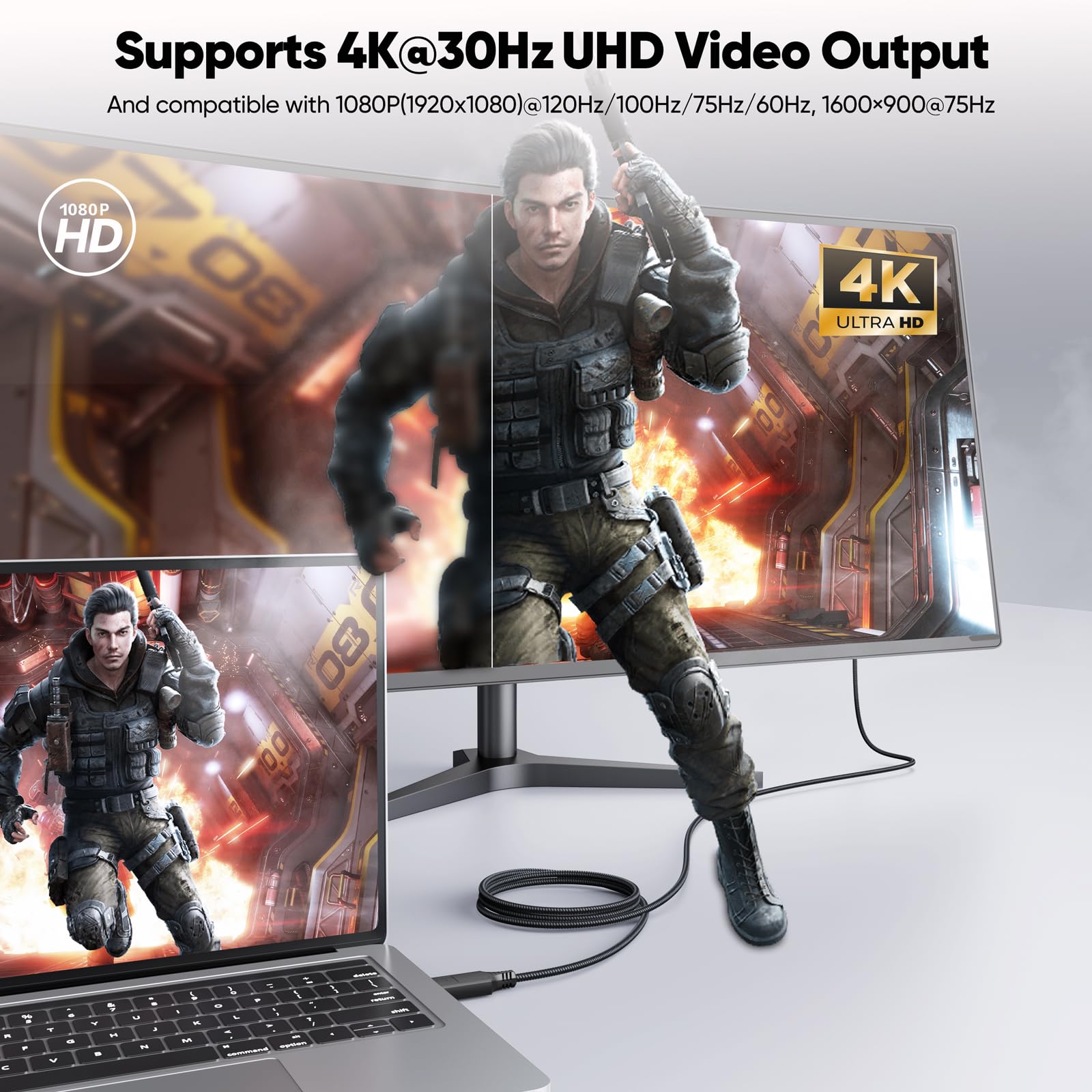 Display Port to HDMI Cable 3ft, DisplayPort to HDMI1.4 [4K@30Hz 1080P@120Hz], DP (Source) to HDMI (Display) Cord for Monitor TV PC Computer Graphics Card Projector KVM and More