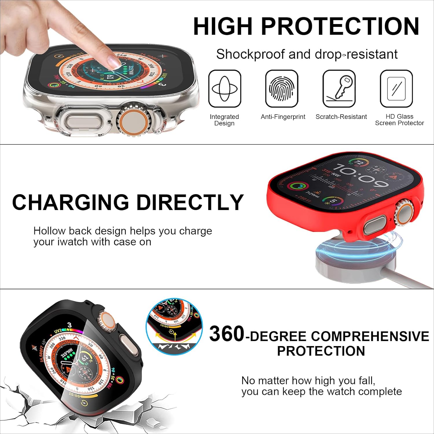 8 Pack Sport Bands Compatible for Apple Watch Ultra 3/2/1 49mm, Series 11/10 46mm, 9/8/7 45mm, SE3/SE2/SE/6/5/4 44mm (with Screen Protector Case)
