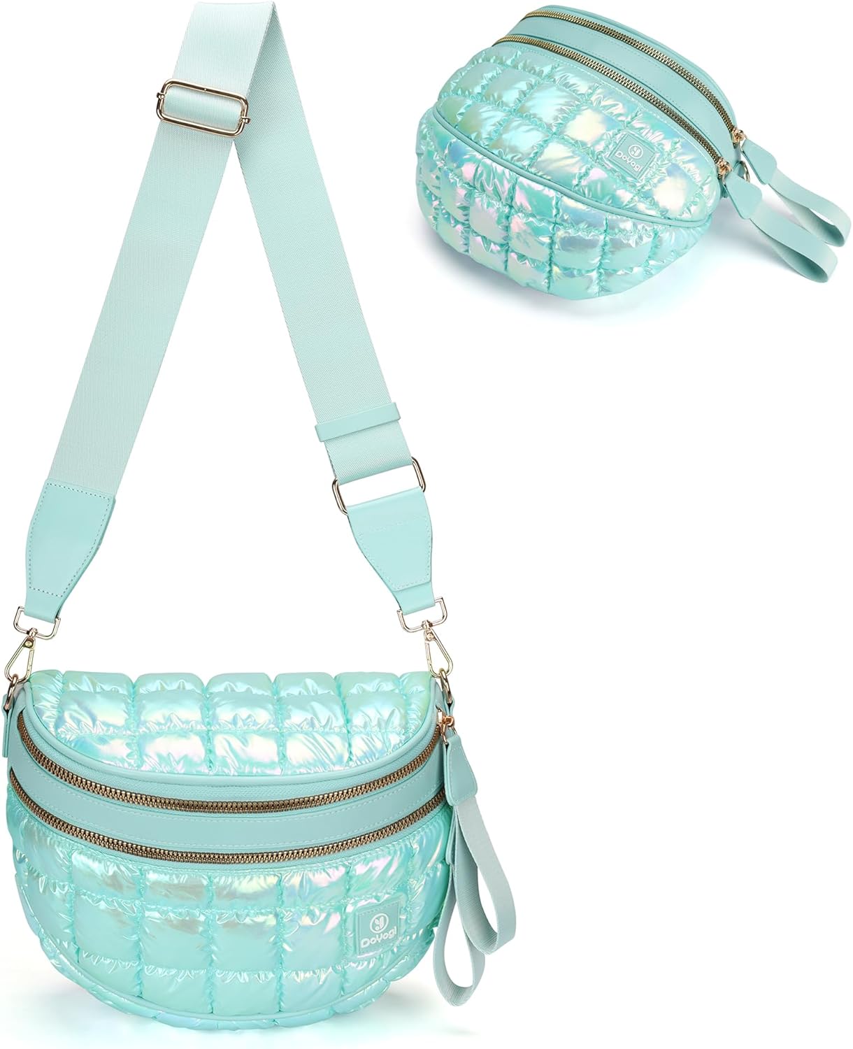 Puffer Crossbody Bum Bags for Women Puffy Checkered Purse Quilted Fanny Pack