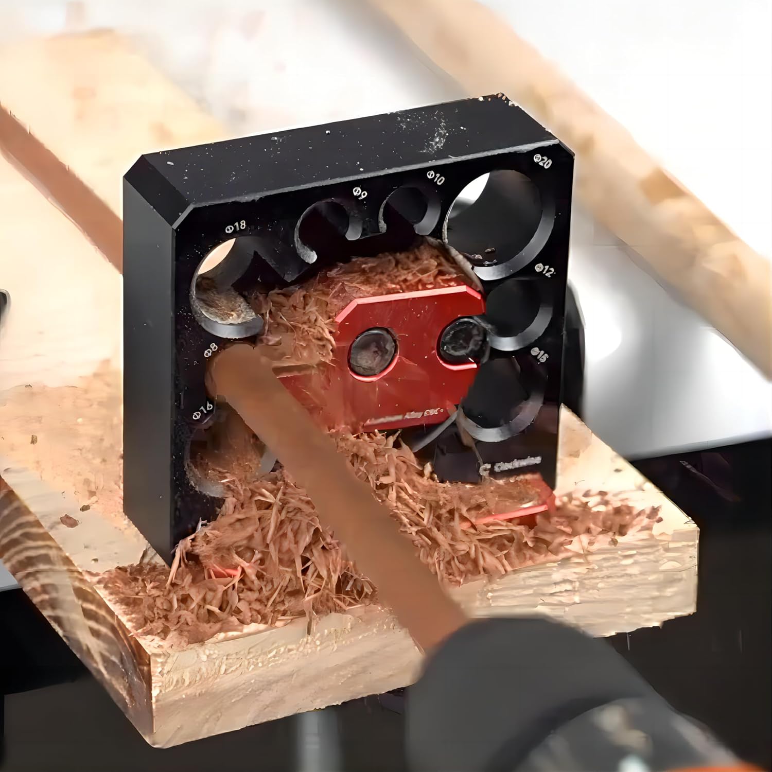 Adjustable Drill Milling Dowel Round Rod Auxiliary Tool with Carbide Blade, Electric Drill Milling Cylindrical Woodworking Tool Dowel Maker Jig with 8/9/10/12/15/16/18/20mm Holes,035B