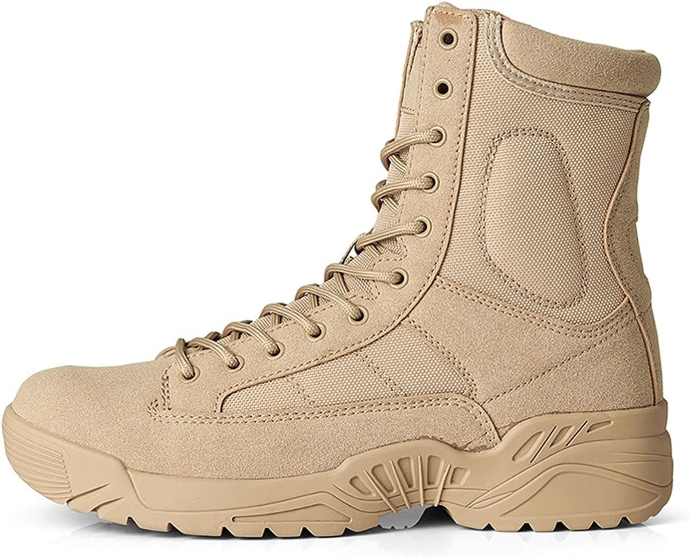 Yytcsjz Men's Military Tactical Work Boots, Work Boots, Desert Tan Side Zip Boot, for Climbing, Cycling, Fishing, Jungle, Running
