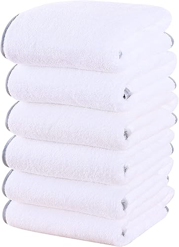 Cosy Family Juego de 6 toallas de mano absorbentes de microfibra ultrasuave, toallas de seda con dobladillo para baño, secado rápido, perfectas para