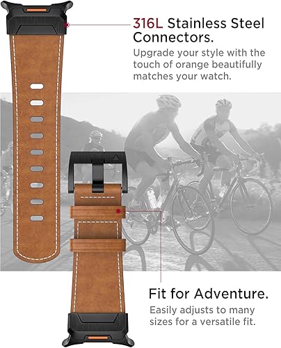 Miniatura 2 de Miimall Leather Band for Samsung Galaxy Watch Ultra 47mm(2025/2024), Premium Full Grain Leather Strap with Metal Connector, Rugged Elegant