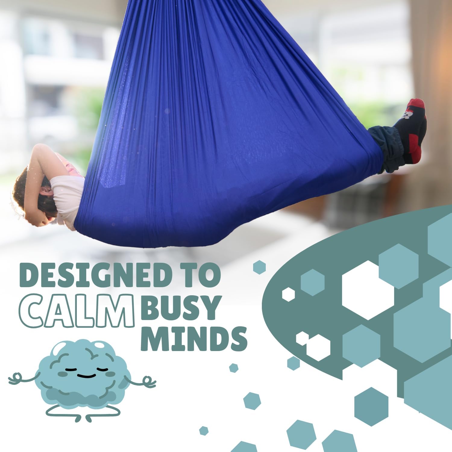 Sensory Swing for Kids and Adults. Indoor and Outdoor Therapy - Pink or Blue Cuddle Hanging Hammock with 360° Swivel Hanger - Outdoor Kids Swing - 67" D x 67" W x 59" H, Hold 220lbs (Blue)