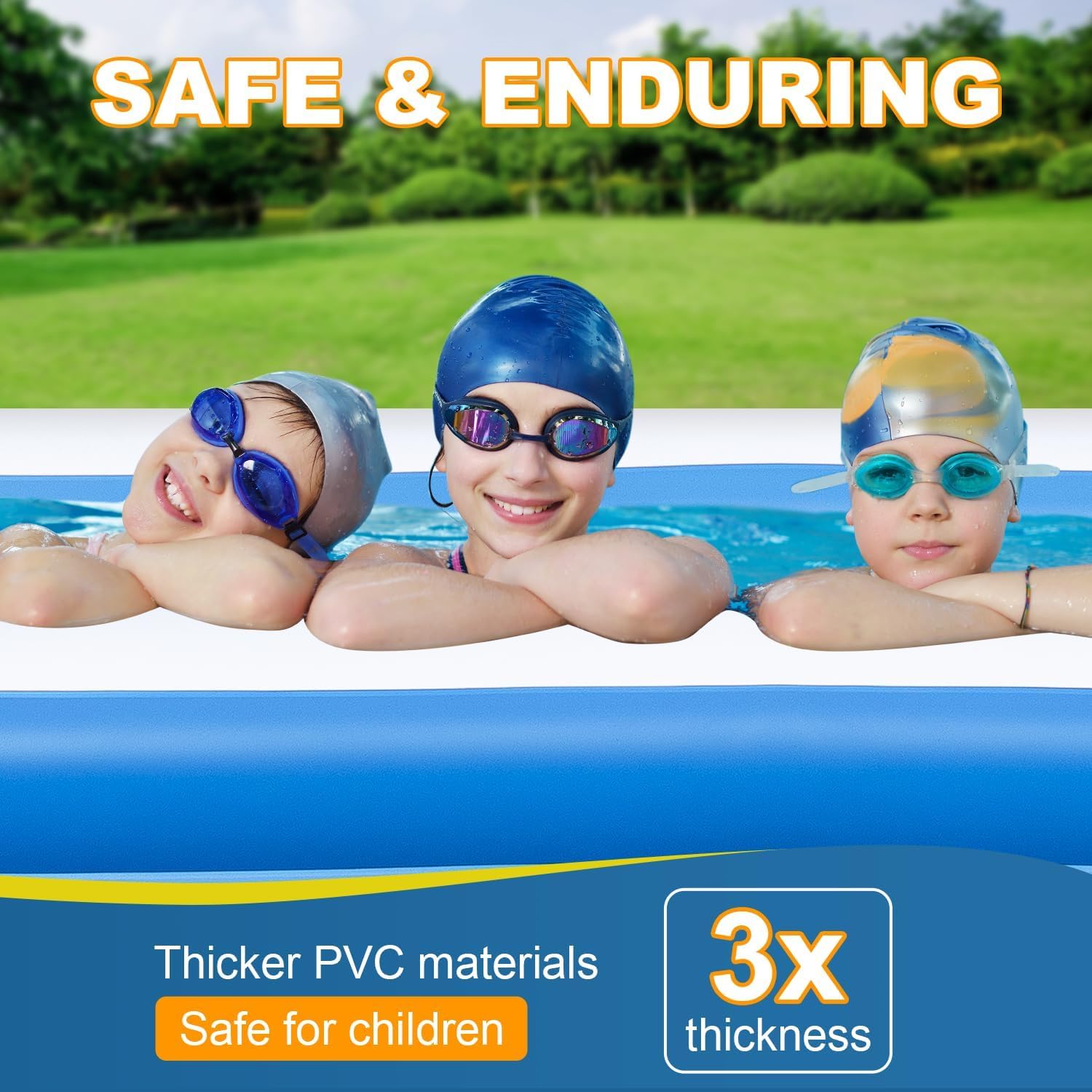 Large Inflatable Pool for Adults, 120" X 68" X 20" Blow-up Pools Swimming Pool, 2025 Upgraded Extra Oversized Thickened Family Pools for Backyard (Without Air Pump)