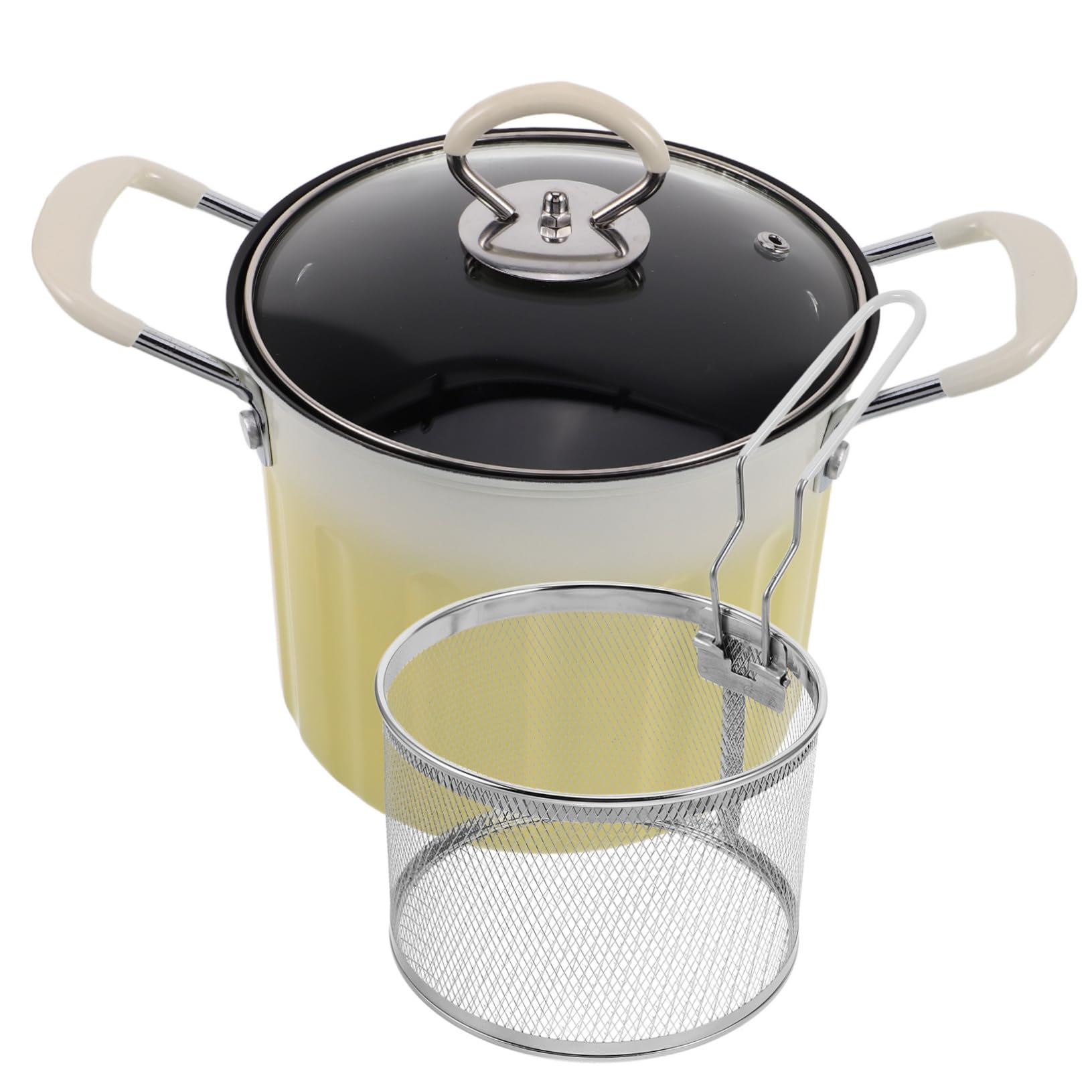 KICHOUSE Cooker Fryer Pot Fryer Tempura Seafood Boil Crawfish French Fries Non-slip Base Heat-resistant Handles