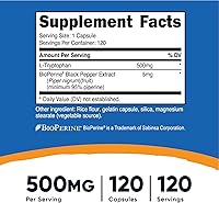 Vista 14 de Nutricost L-triptófano 500 mg, 120 cápsulas - con bioperina, sin gluten, sin OMG