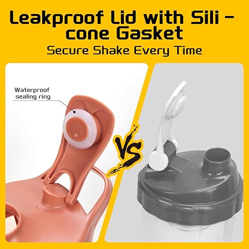 Miniatura 3 de Botella mezcladora de proteínas, taza de proteína a prueba de fugas para gimnasio, fitness y suplementos (1 paquete, naranja)