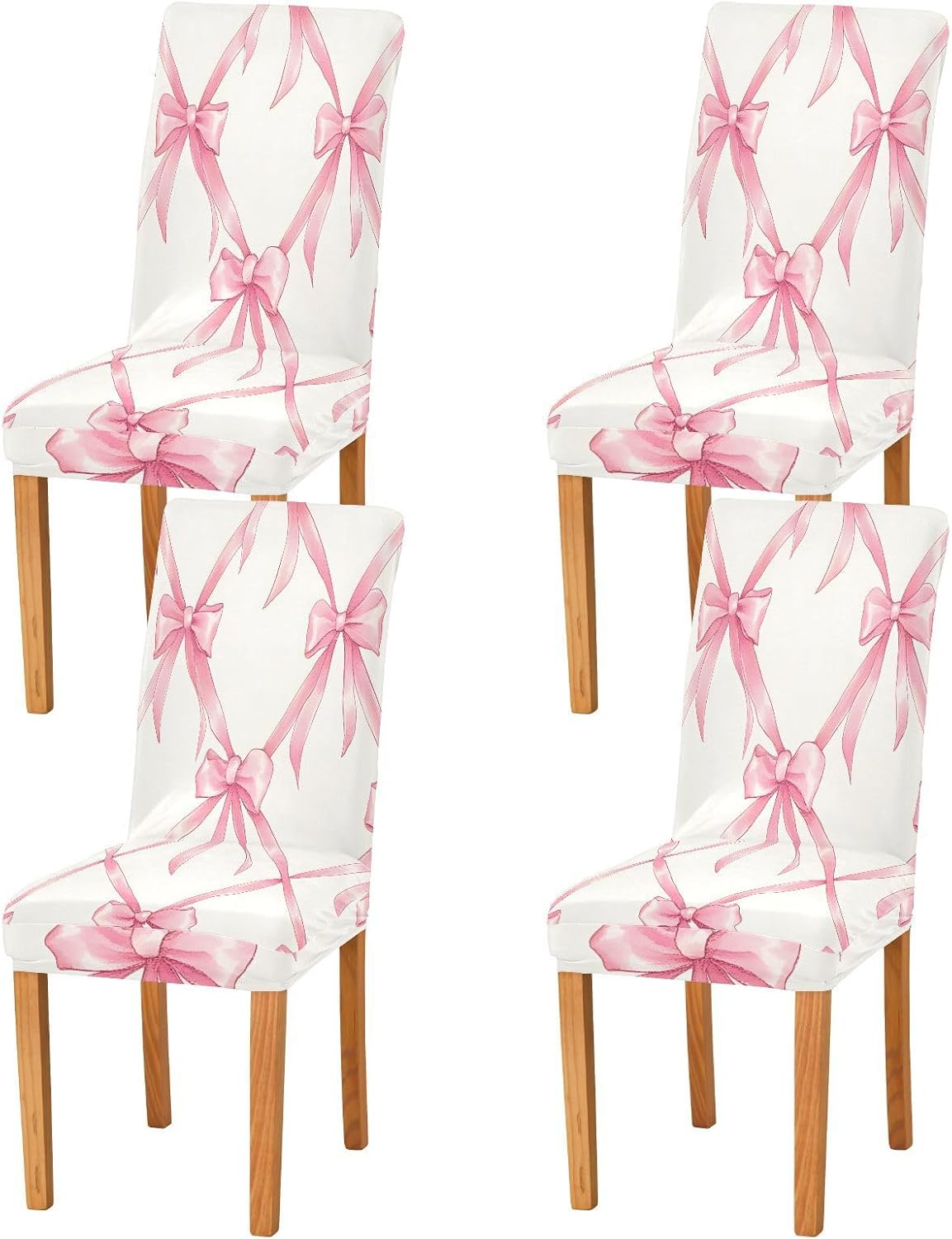 ALAZA Chair Covers for Dining Room, Bow Rhombus Plaid Pattern Stretch Chair Cover Sets Chair Protector Removable Washable for Ktichen Restaurant Hotel