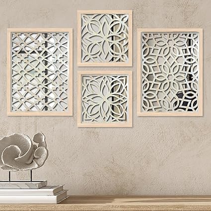Bangerz Modern Art Wood Mirror Wall Decor Elegant Wooden Frame For Living Room, Bedroom, And Home Art Wall Decoration Stylish And Decorative Mirrors - 11 Cm
