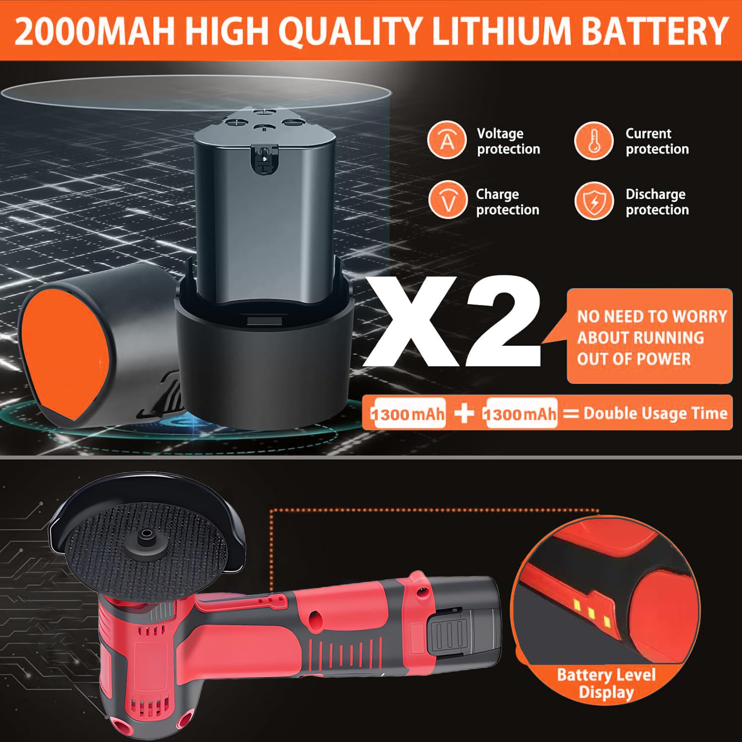 Mini Smerigliatrice Angolare Doppia Batteria con Motore ad Alta Potenza | Multifunzione, Taglio Smerigliatura Lucidatura, Cassetta Portautensili, per Piastrelle Legno Acciaio Pietra