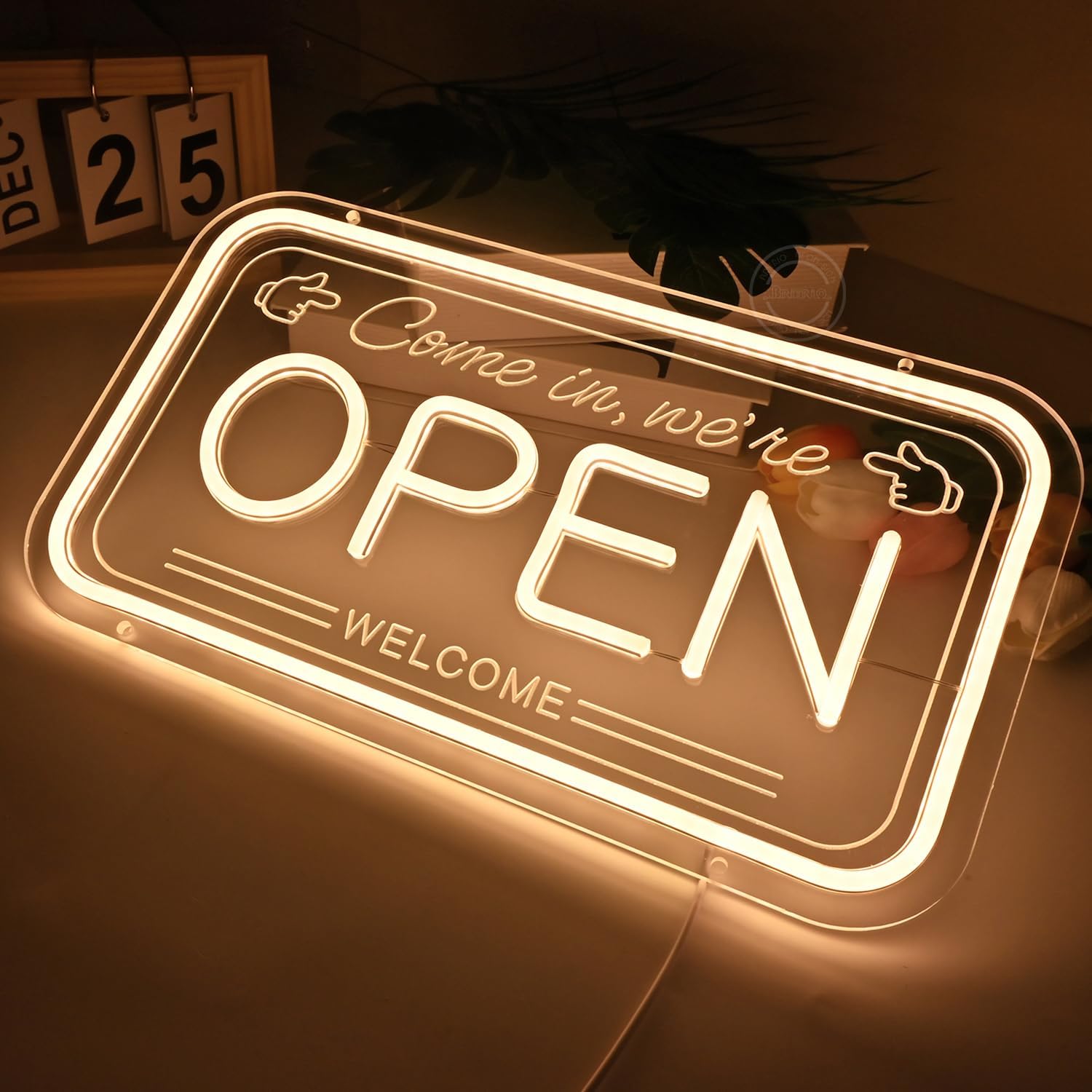 Britrio LED Open Sign for Shop Window Display, Bright Open Neon Sign LED Light for Business Cafe Bar Restaurant Barber Shop Beauty Salon Tattoo Studio Decor USB Powered with Dimmer Switch Warm White - Image 7